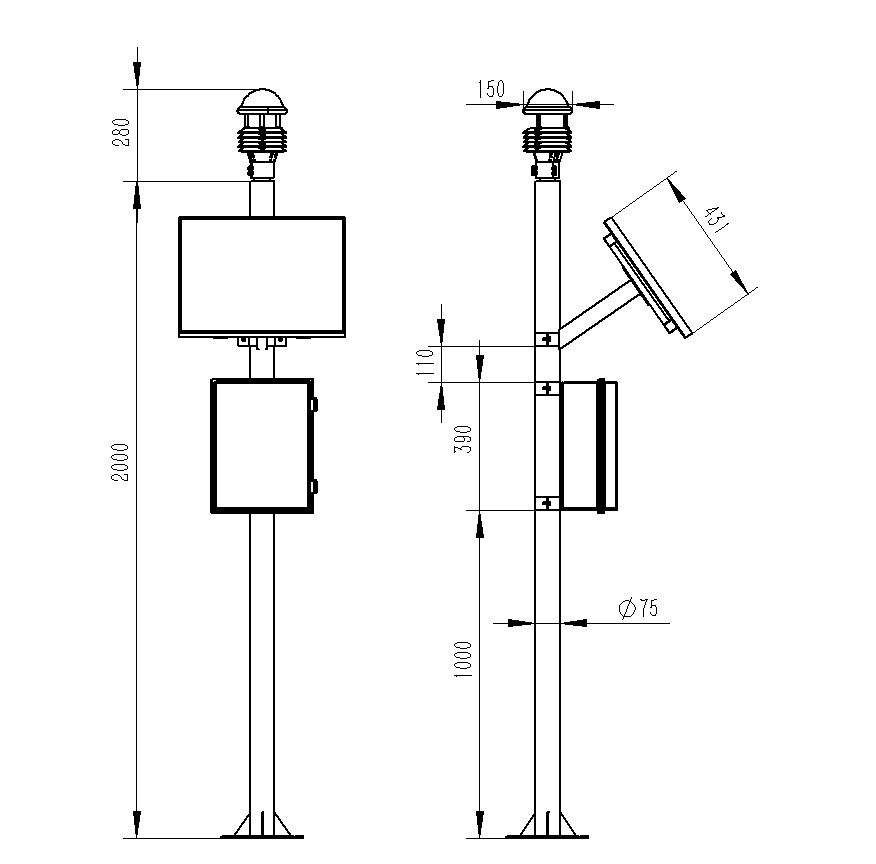 自動氣象站設備產(chǎn)品尺寸圖